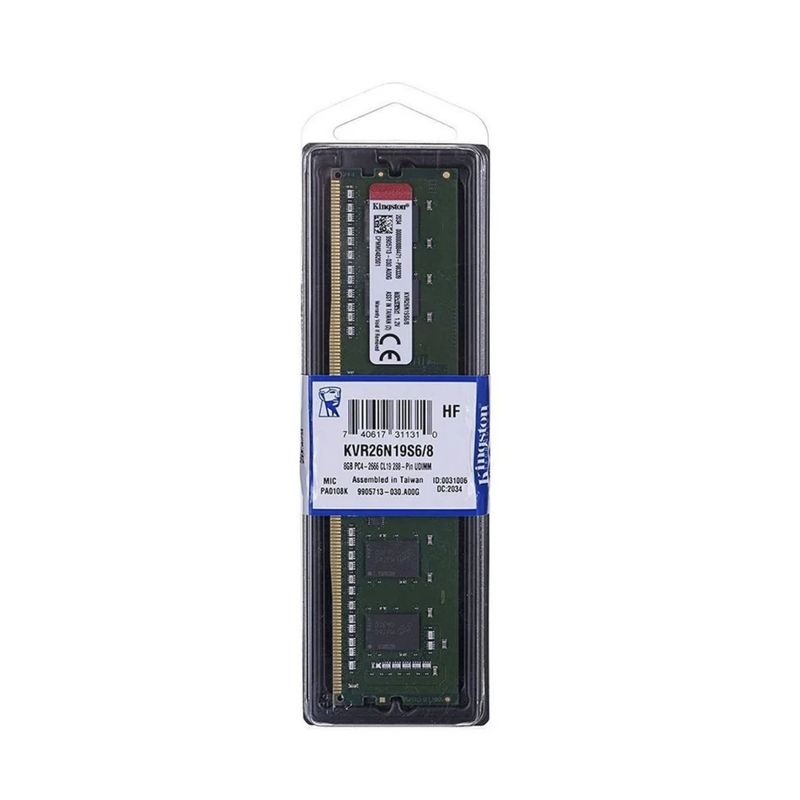 KINGSTON - MEMORIA RAM KINGSTON 8GB DDR4 2666 MHZ  PN KVR26N19S68