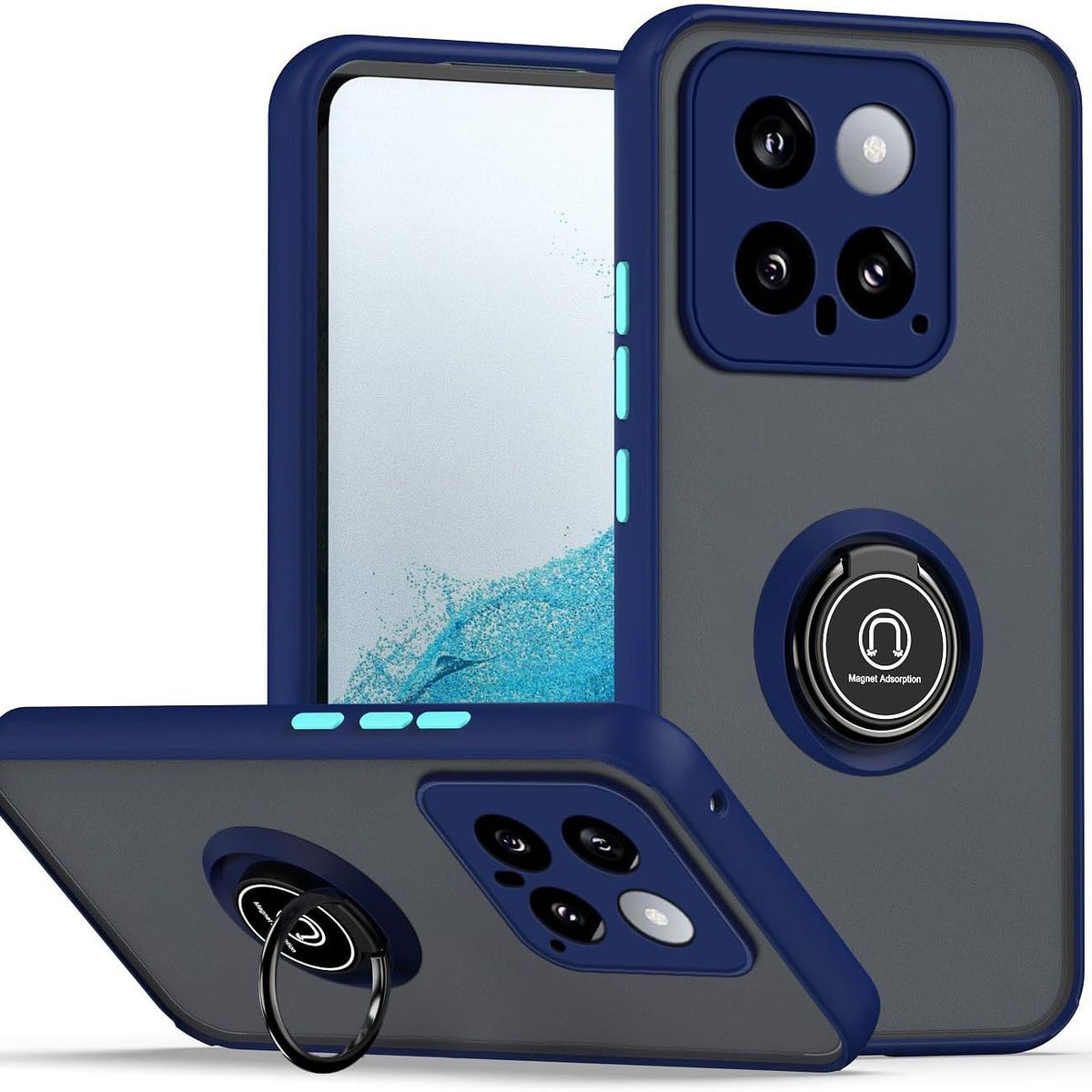 GENERICO - Case Ahumado Con Anillo Xiaomi 14 Mi 14 - AZUL