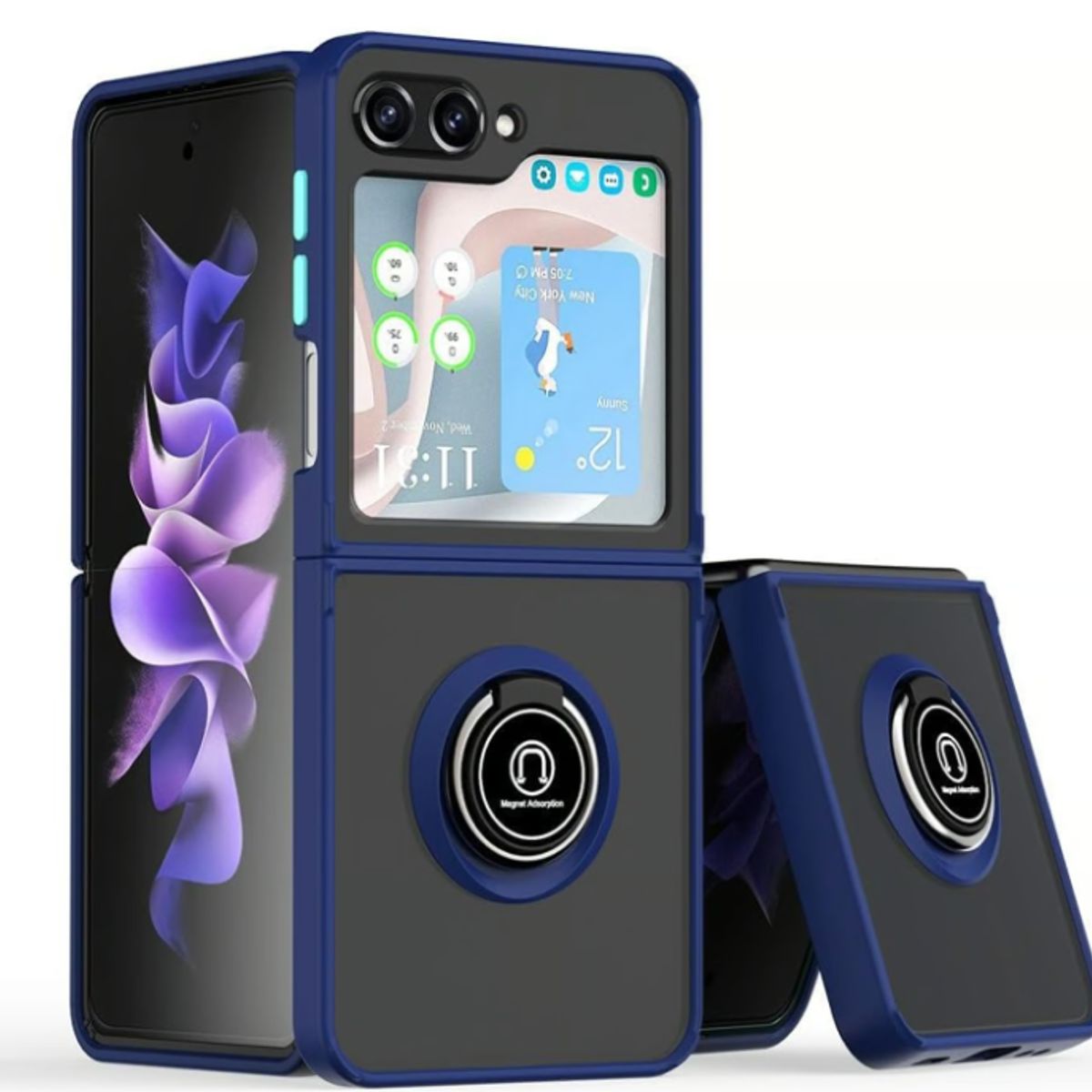 GENERICO - Funda Case Para Samsung Z Flip 5 Anti golpe Anillo - AZUL