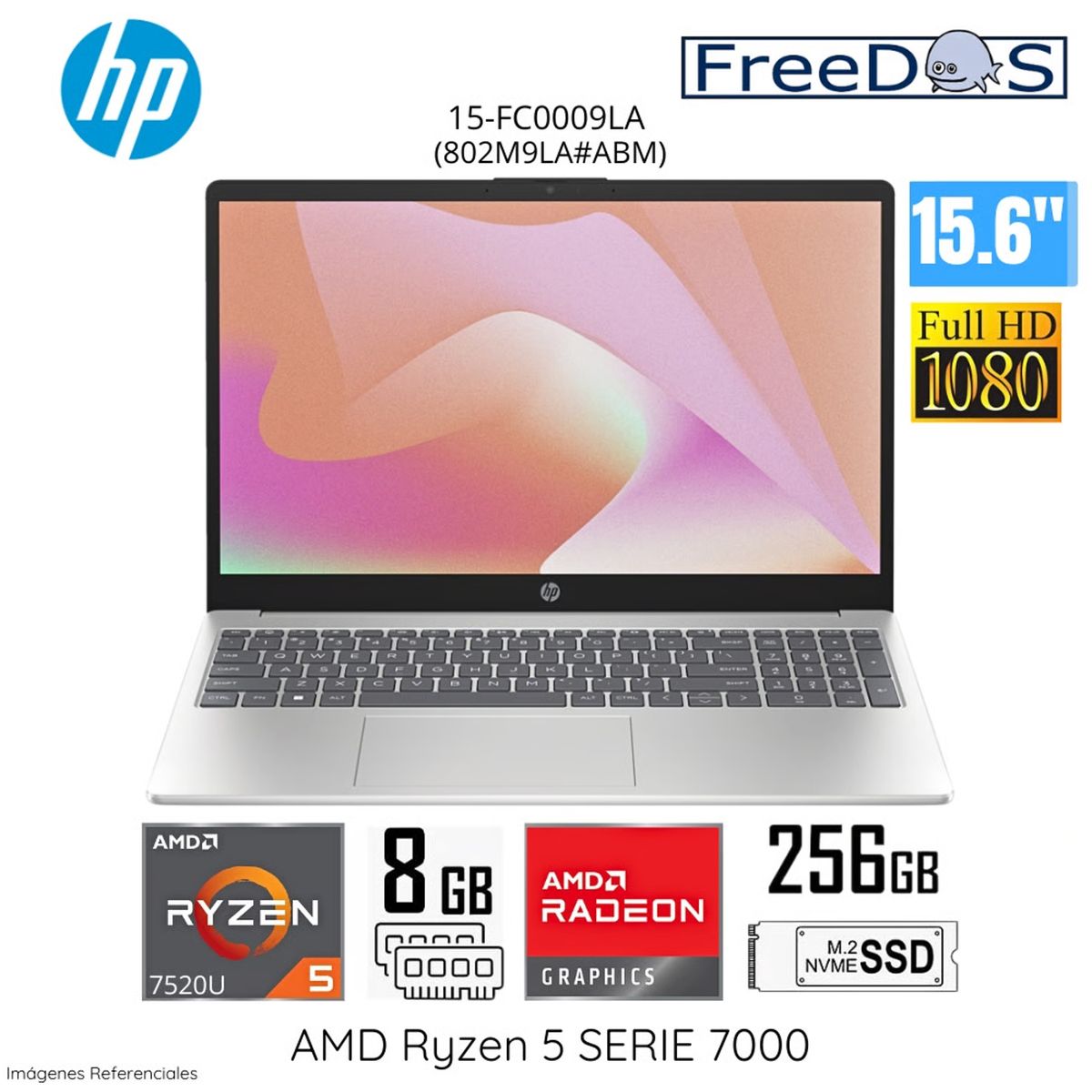 HP - LAPTOP HP AMD RYZEN™5-7520U 8GB RAM 256GB SSD 156 FHD FREEDOS 15-fc0009la 802M9LAABM