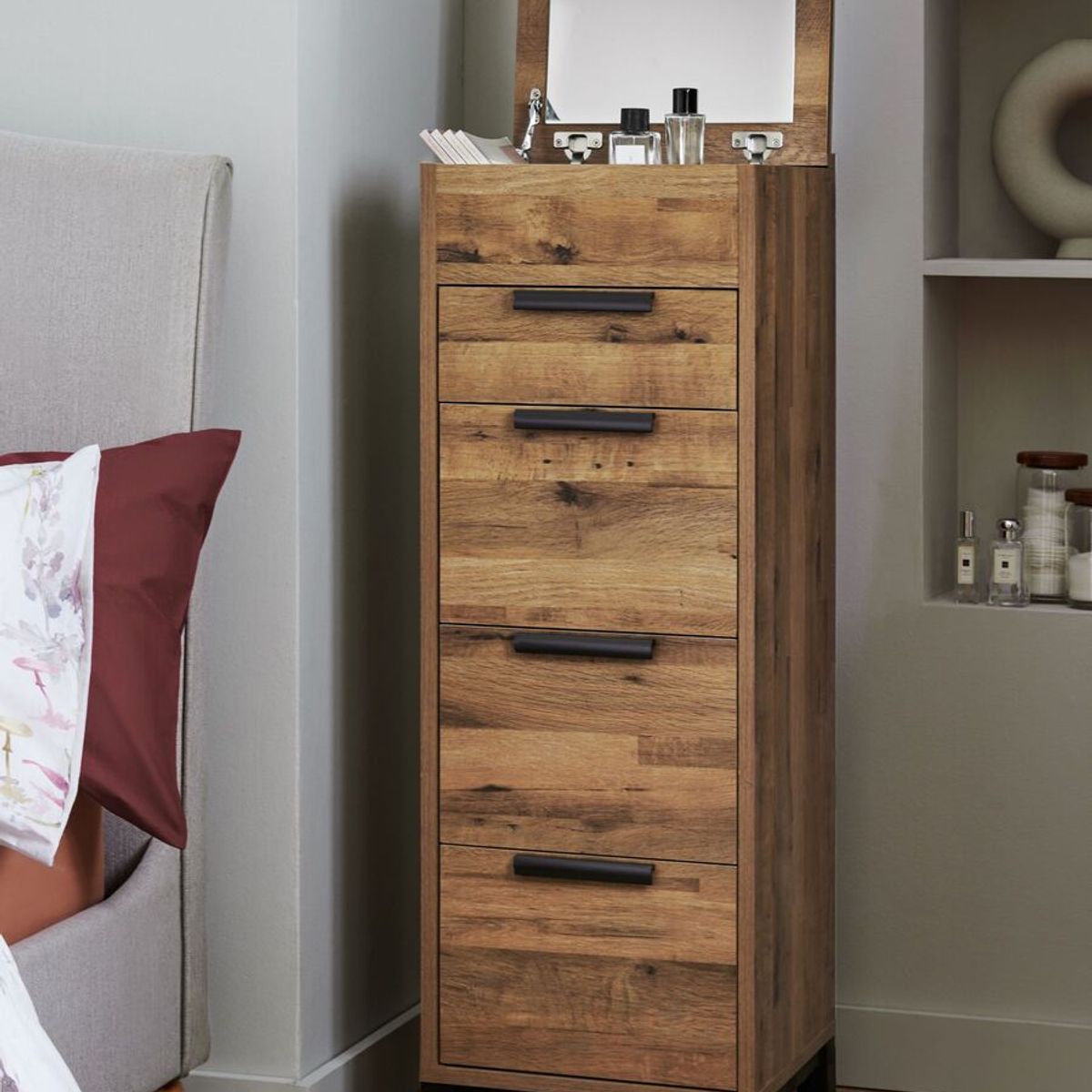 TU MESITA - Tocador Cómoda Rústica Vanity color Marrón TU MESITA 4 cajones