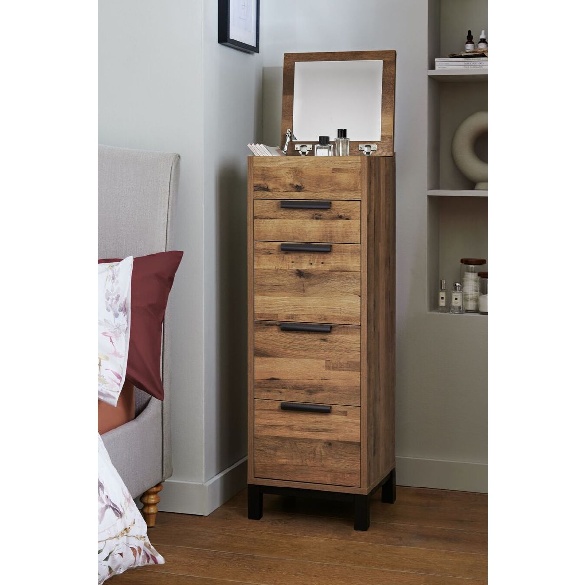 TU MESITA - Tocador Cómoda Rústica Vanity color Marrón TU MESITA 4 cajones