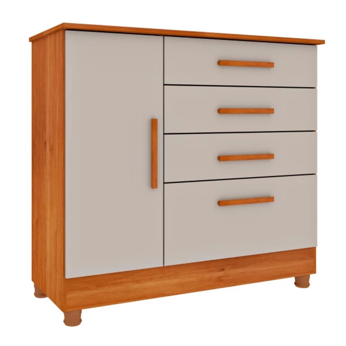 TU MESITA - Cómoda Clásica Chicago 4 cajones 1 puerta TU MESITA BlancoMarrón