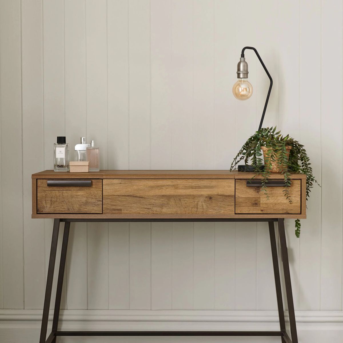 TU MESITA - Tocador Rústico Village color Marrón 2 cajones TU MESITA