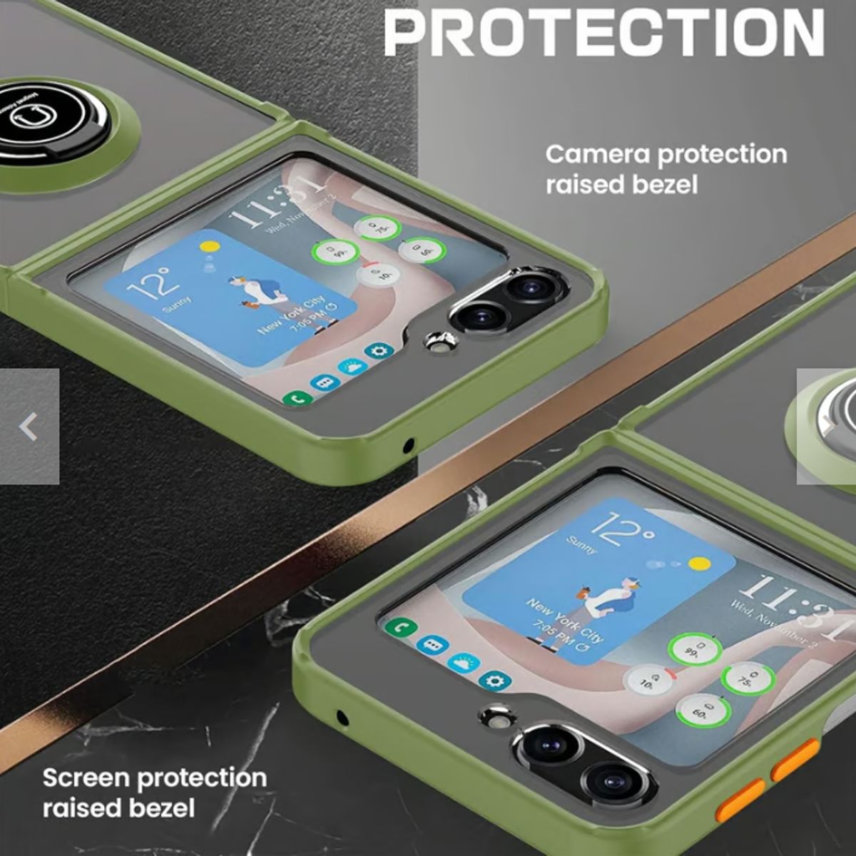 GENERICO - Funda Case Para Samsung Z Flip 5 Anti golpe Anillo - VERDE