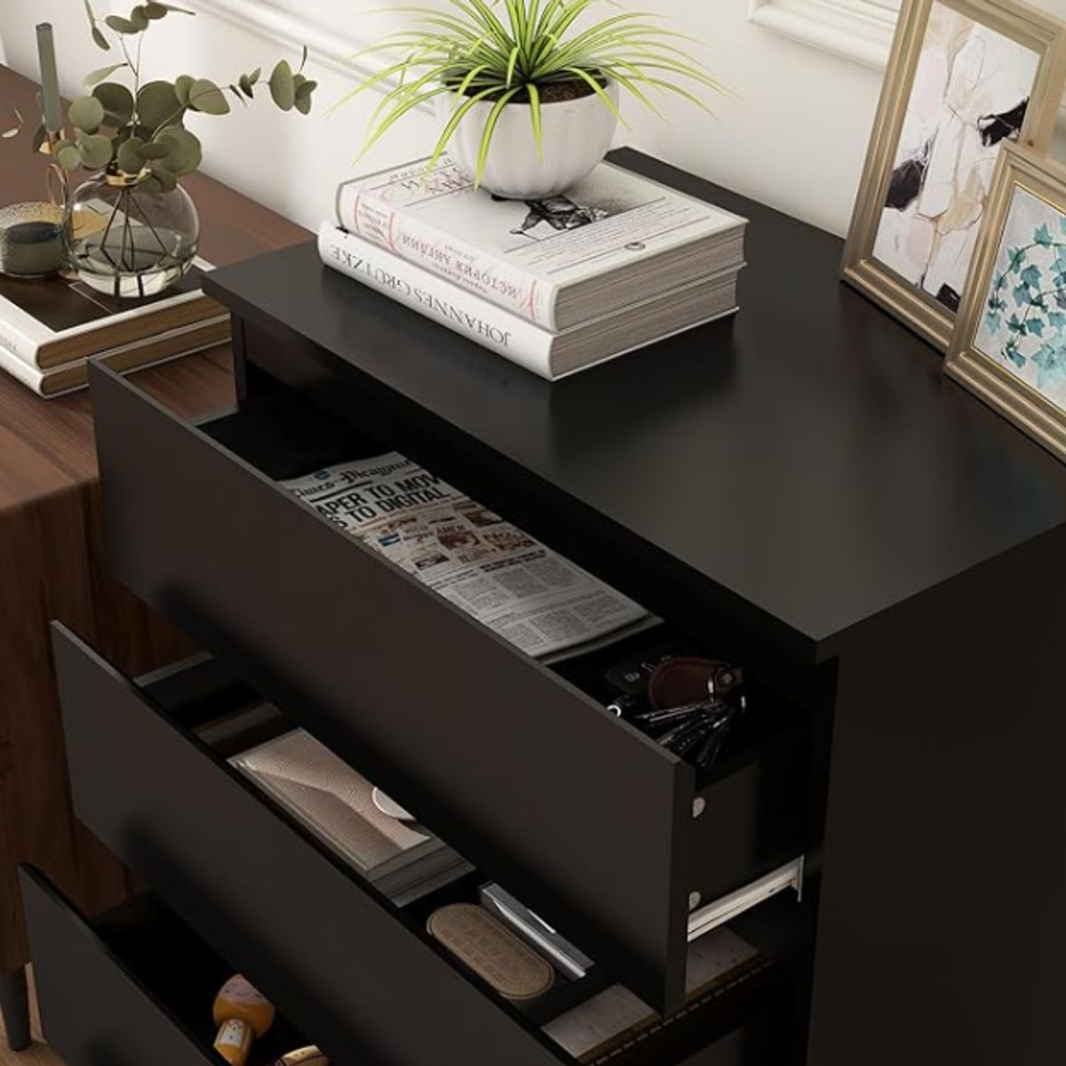 NACION MUEBLES - CÓMODA CLÁSICA NACIÓN MUEBLES STELA NEGRA