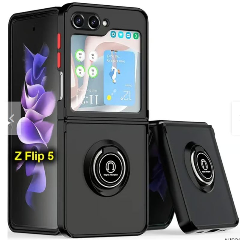 GENERICO - Funda Case Para Samsung Z Flip 5 Anti golpe Anillo - NEGRO