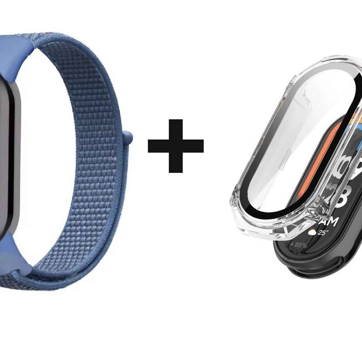 GENERICO - CORREA NYLON + BUMPER PARA XIAOMI BAND 8 AZUL