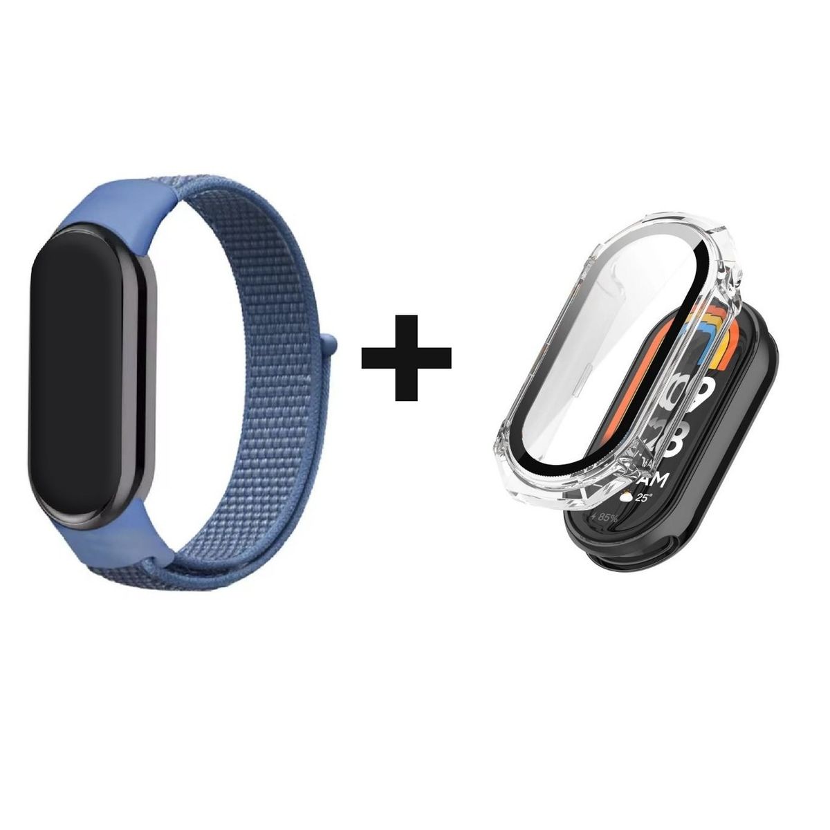 GENERICO - CORREA NYLON + BUMPER PARA XIAOMI BAND 8 AZUL