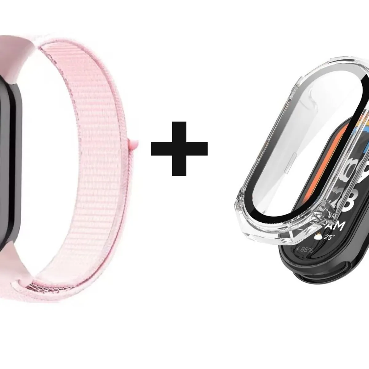 GENERICO - CORREA + BUMPER PARA  XIAOMI BAND 8 ROSA