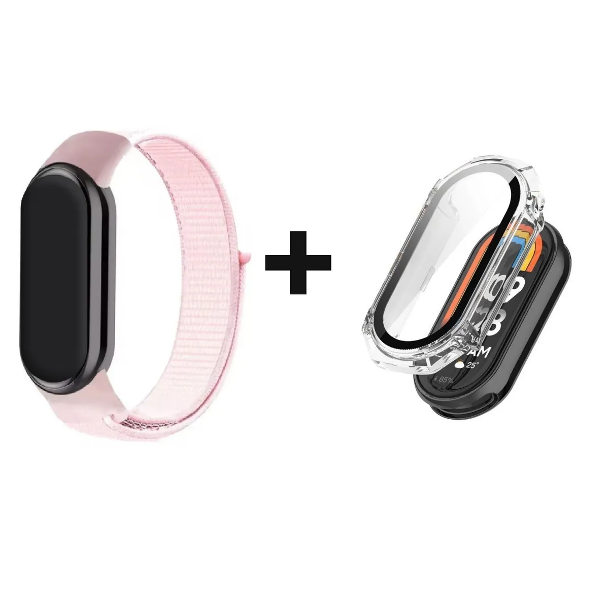 GENERICO - CORREA + BUMPER PARA  XIAOMI BAND 8 ROSA