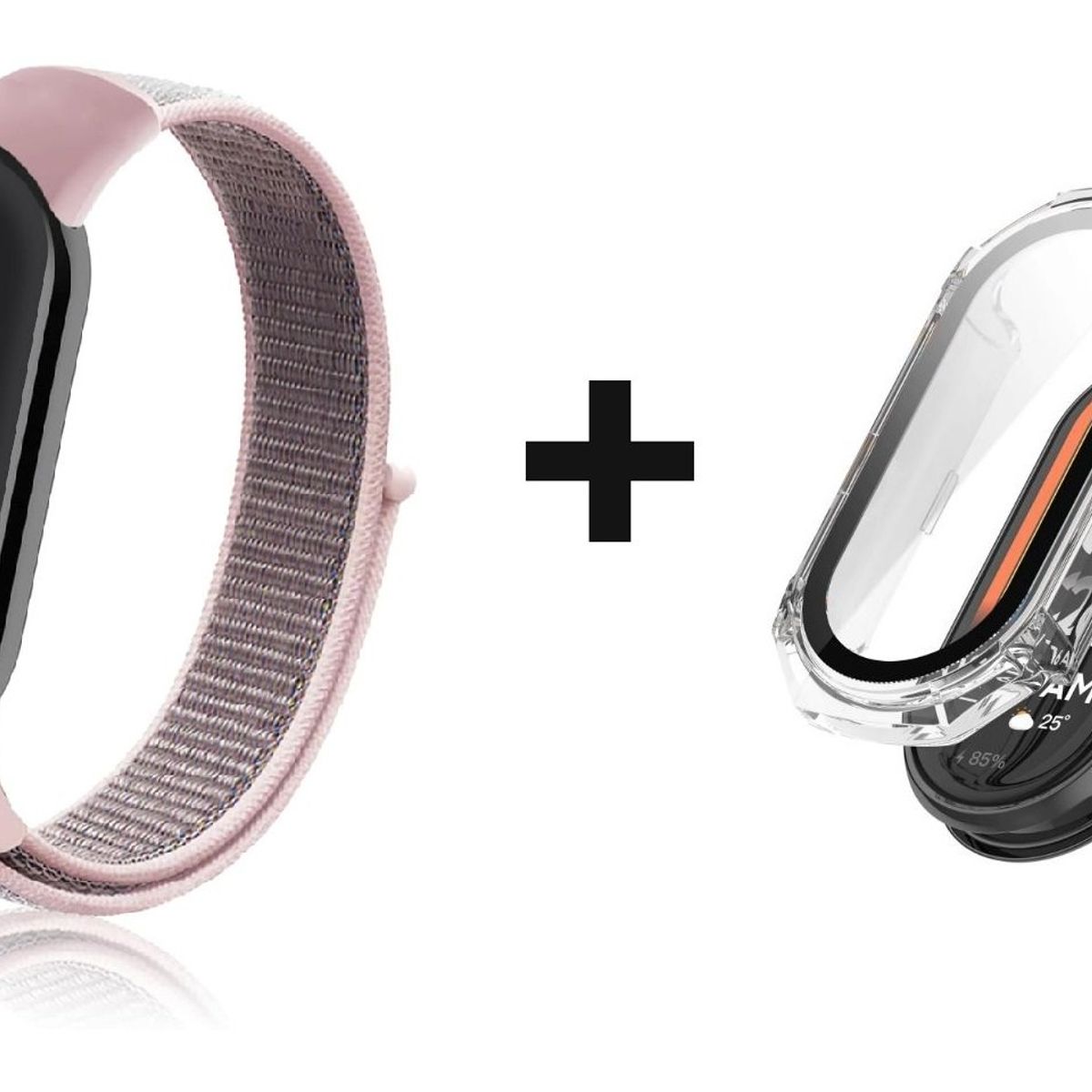 GENERICO - CORREA + BUMPER PARA  XIAOMI BAND 8 ROSADO