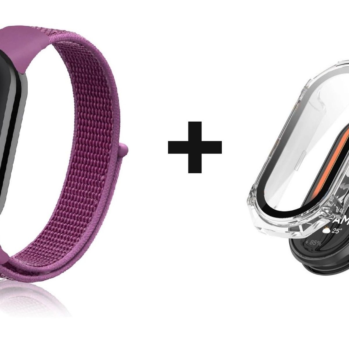 GENERICO - CORREA NYLON + BUMPER PARA  XIAOMI BAND 8 VIOLETA