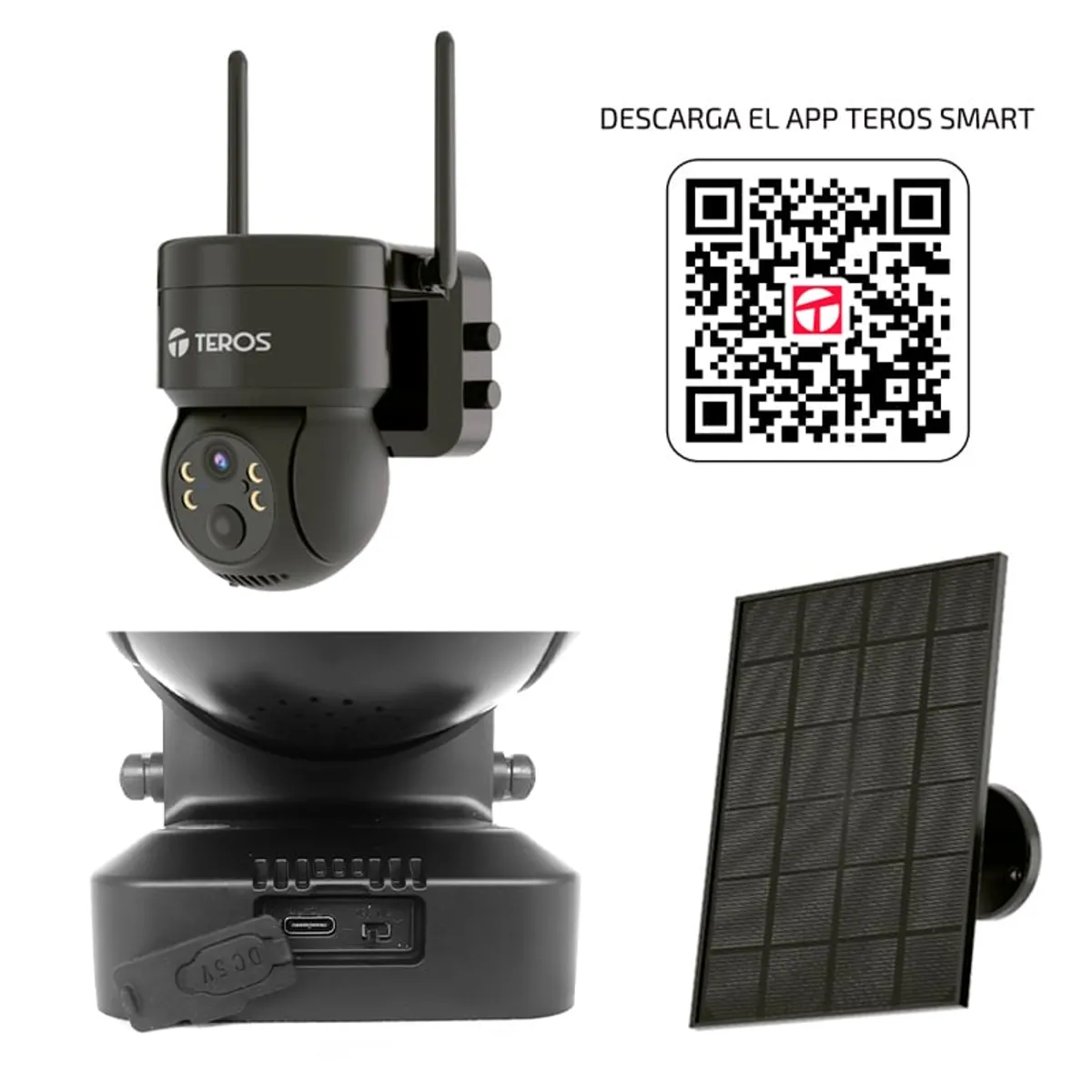 TEROS - CAMARA SMART SOLAR TEROS TE-90603N RESOLUCIÓN 3MP WIFI COLOR NEGRO