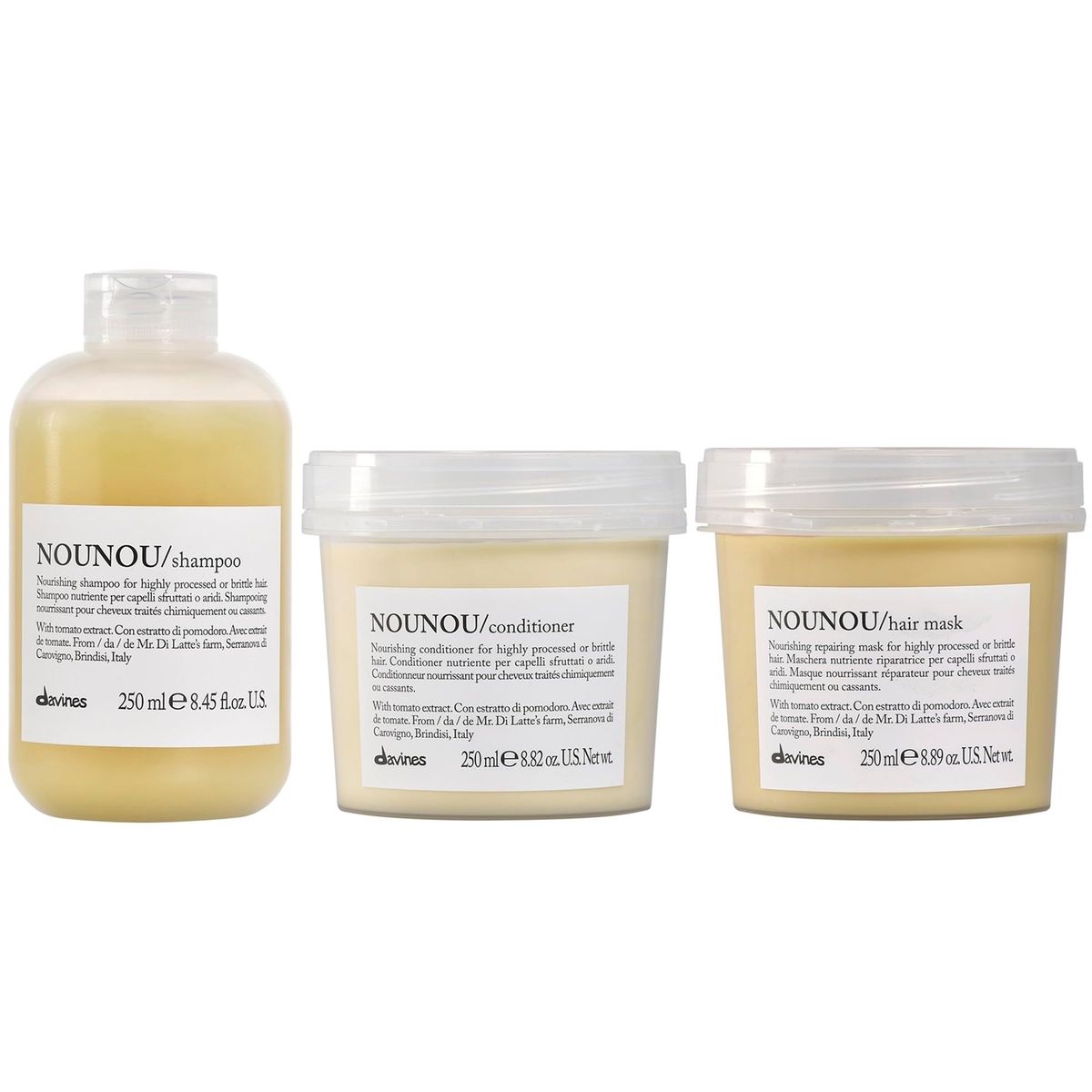 DAVINES - Shampoo Nutritivo 250ml + Acondicionador + Mascarilla Davines Nounou