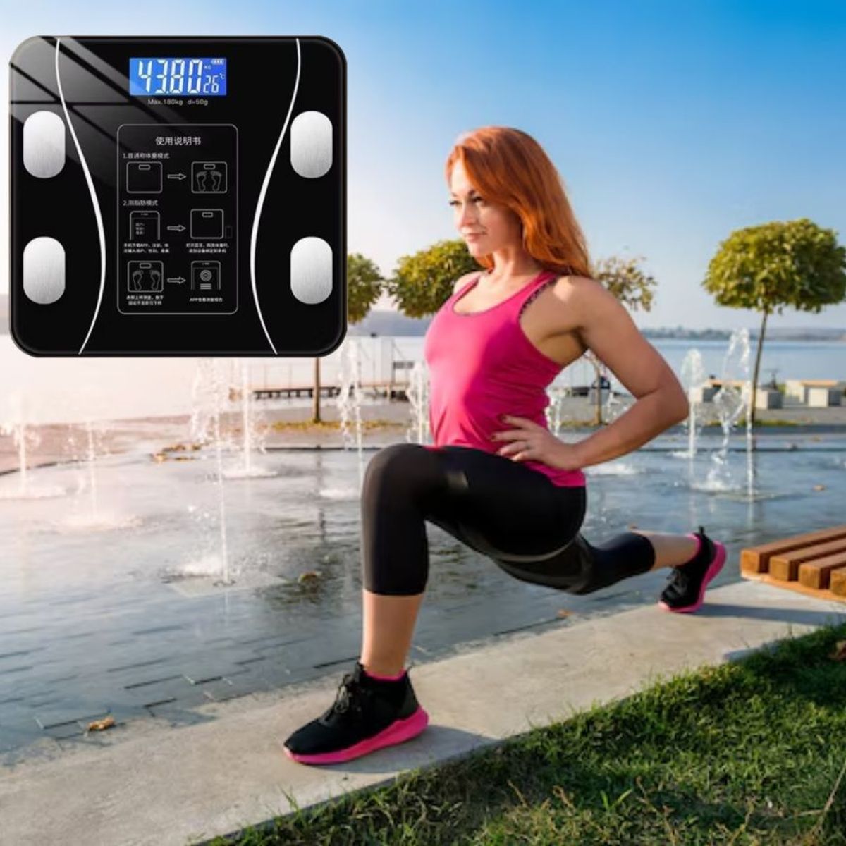 GENERICO - BALANZA DIGITAL SMART BLUETOOTH PORTÁTIL 180KG NEGRO