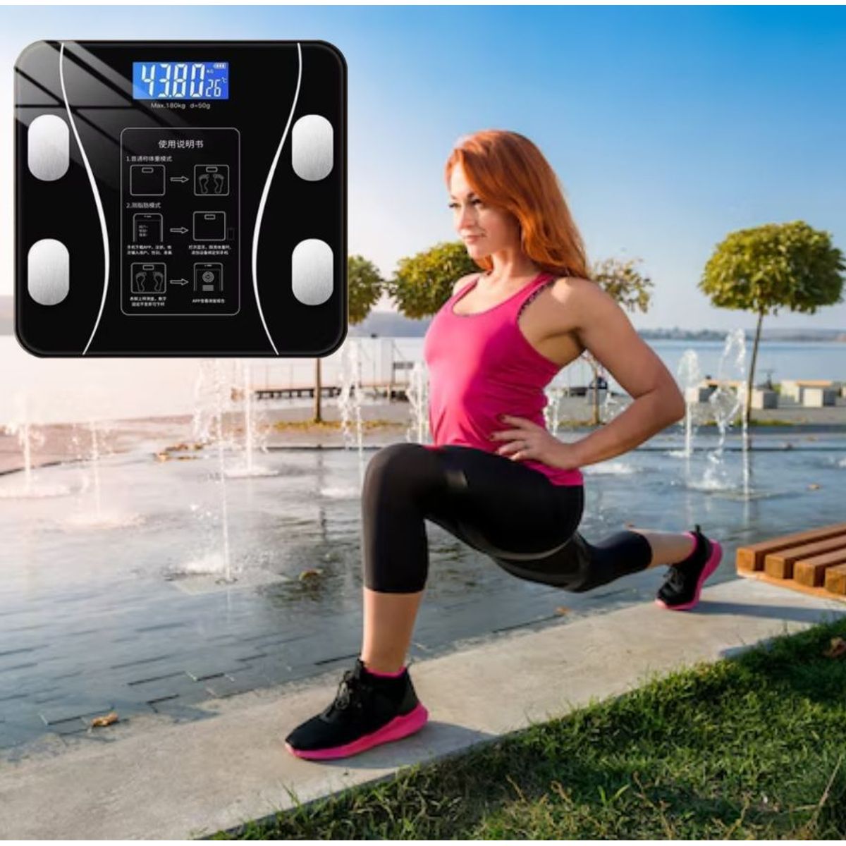 GENERICO - BALANZA DIGITAL SMART BLUETOOTH PORTÁTIL 180KG NEGRO