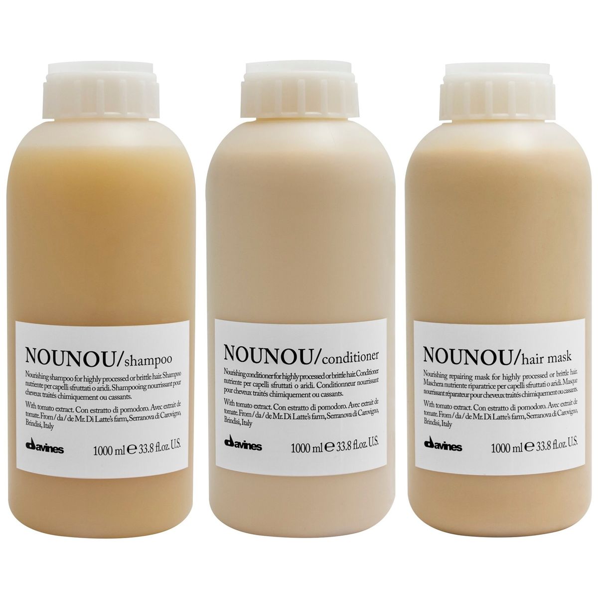 DAVINES - Shampoo Nutritivo 1000ml + Acondicionador + Mascarilla Davines Nounou