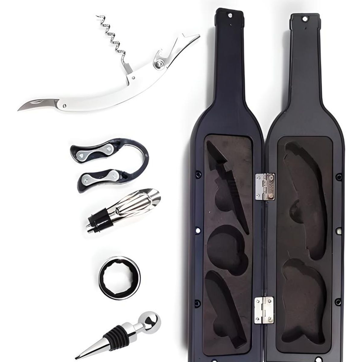 GENERICO - DESTAPADOR DE VINO SET ABRIDOR MODELO ADORNO BOTELLA 5 EN 1