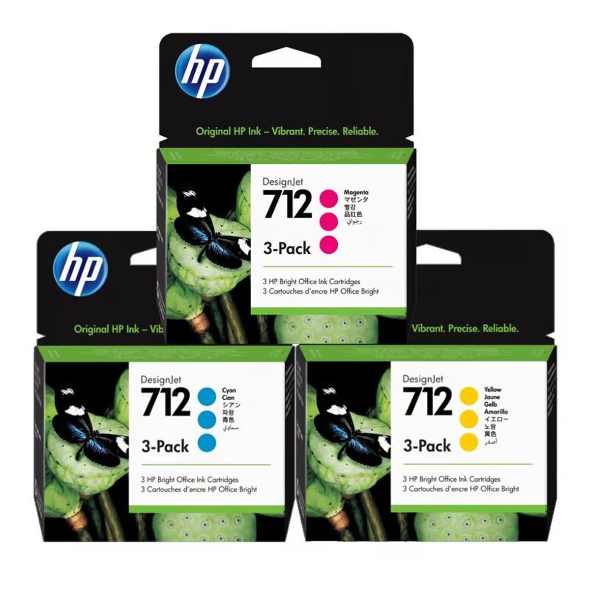 HP - Kit Tinta HP 712 Tripack Cyan Magenta Amarillo Negro