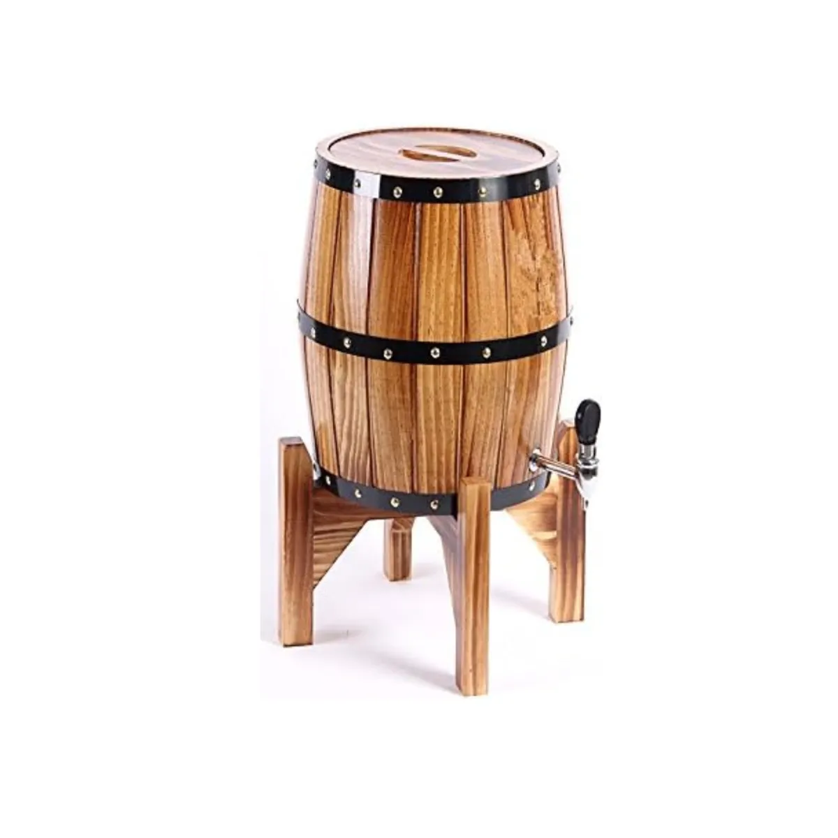 GENERICO - Barril para bebidas de  madera y acero inoxidable 3L