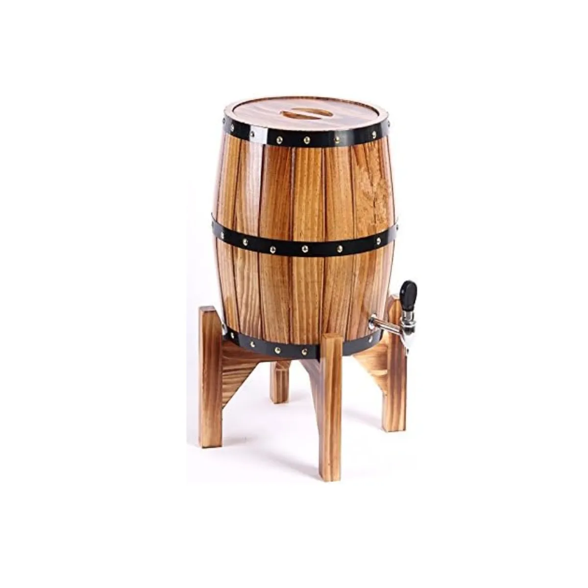 GENERICO - Barril para bebidas de  madera y acero inoxidable 3L