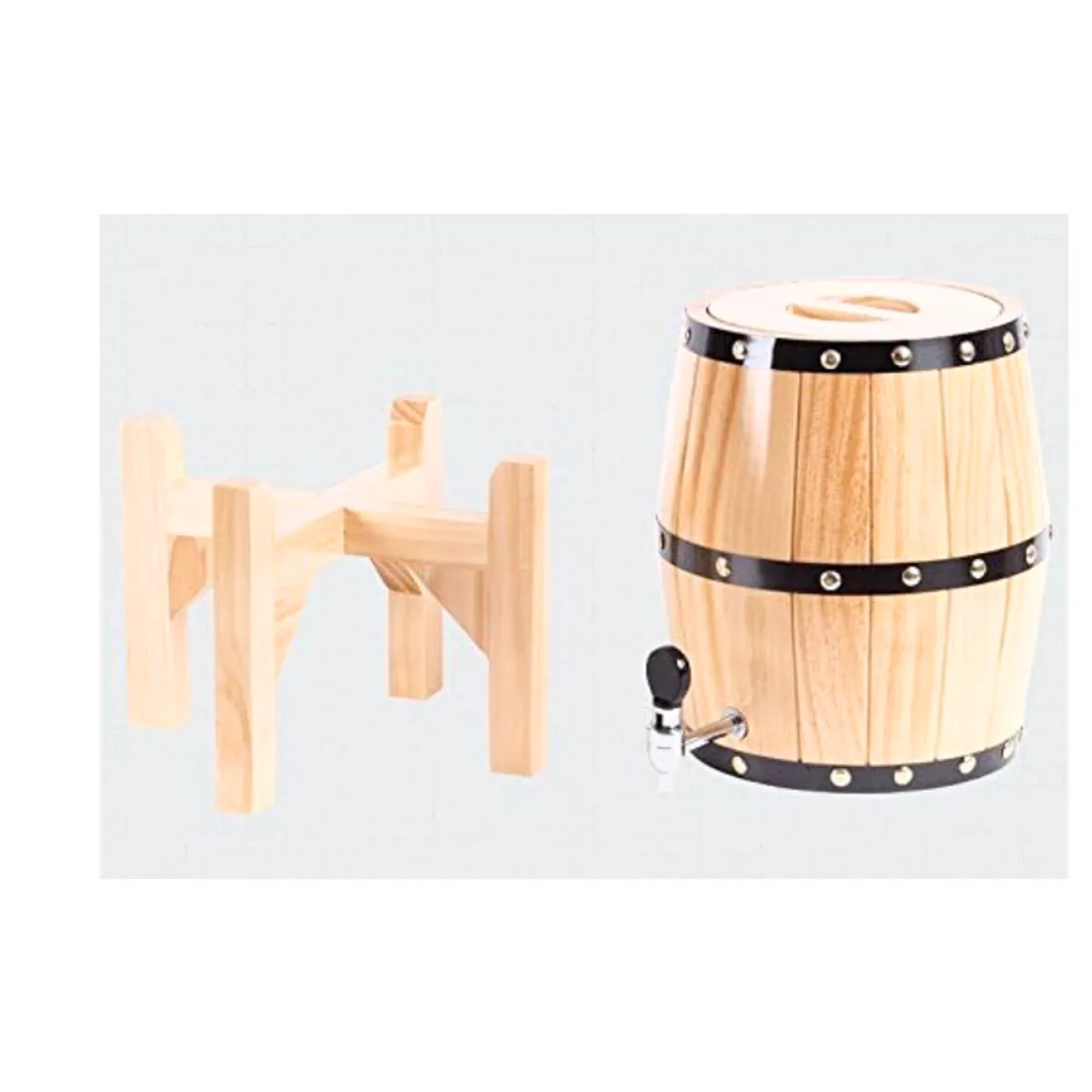 GENERICO - Barril para bebidas de  madera y acero inoxidable 3L