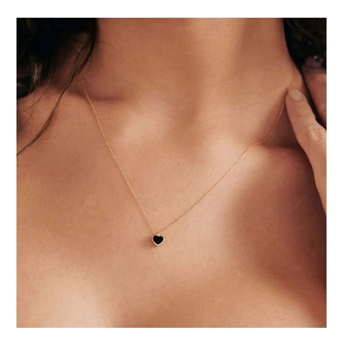 OEM - Collar Mujer Mini Corazon Negro Acero Inoxidable 316L x SAN VALENTIN