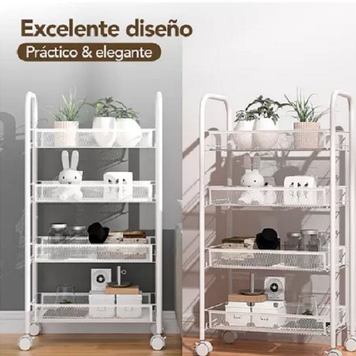 GENERICO - Carrito Organizador Multiusos 4 Niveles con Ruedas