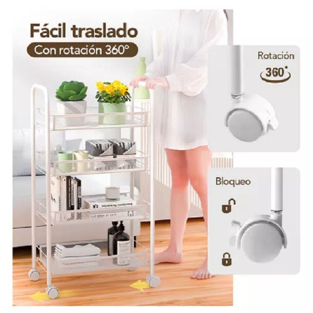 GENERICO - Carrito Organizador Multiusos 4 Niveles con Ruedas