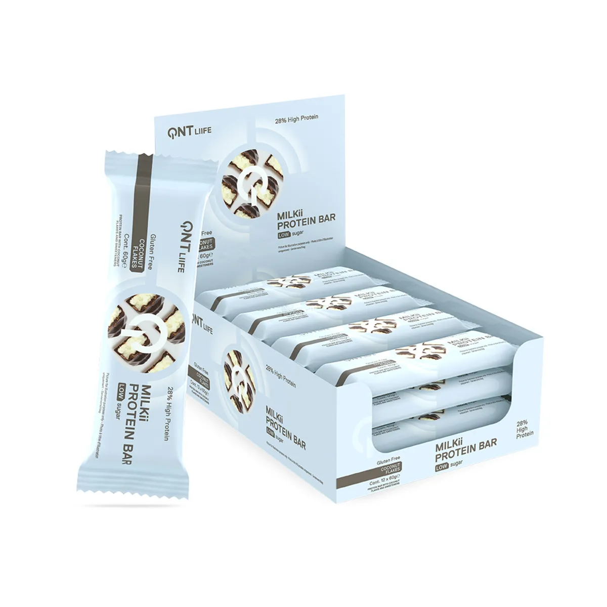 QNT - Pack x12 Barra de proteina Milkii Coco 720gr QNT