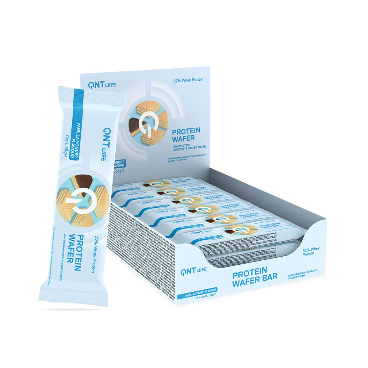 QNT - Pack x12 Barra de Proteina Wafer Yogurt Vainilla 420gr QNT