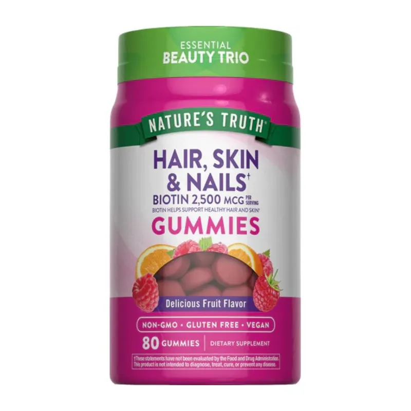 NATURE'S TRUTH - Biotina 2500mcg Hair, Skin & Nails 80 Gomitas Nature's Truth