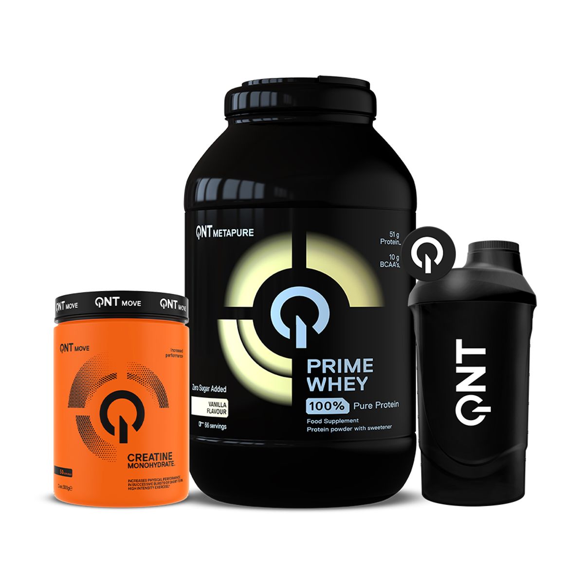 QNT - Proteina Prime Whey 4.4 Lb Vainilla + Creatina 300g + Shaker QNT