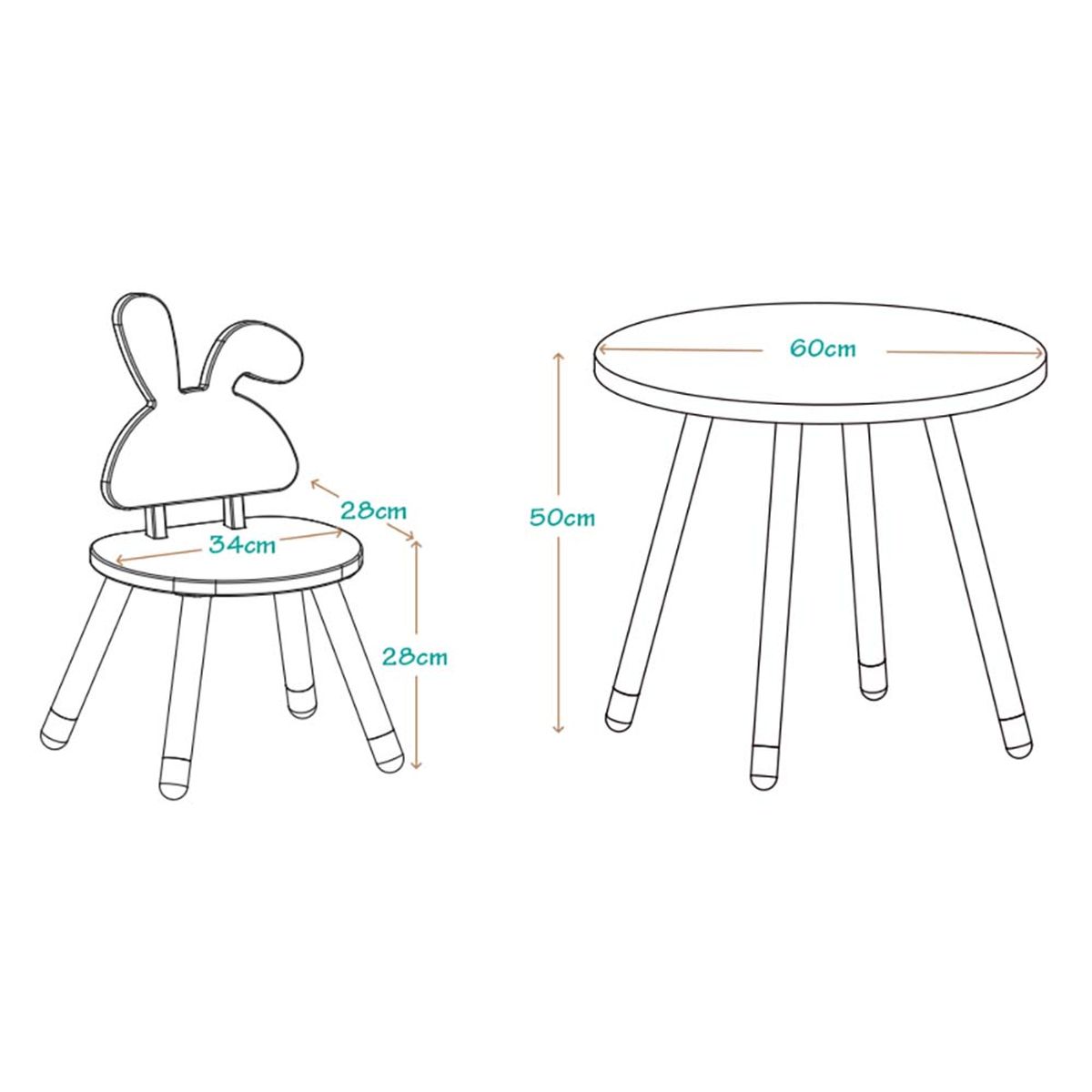 GULI GULI - SET DE MESA Y SILLAS DE MADERA MONTESSORI VERDE AGUA
