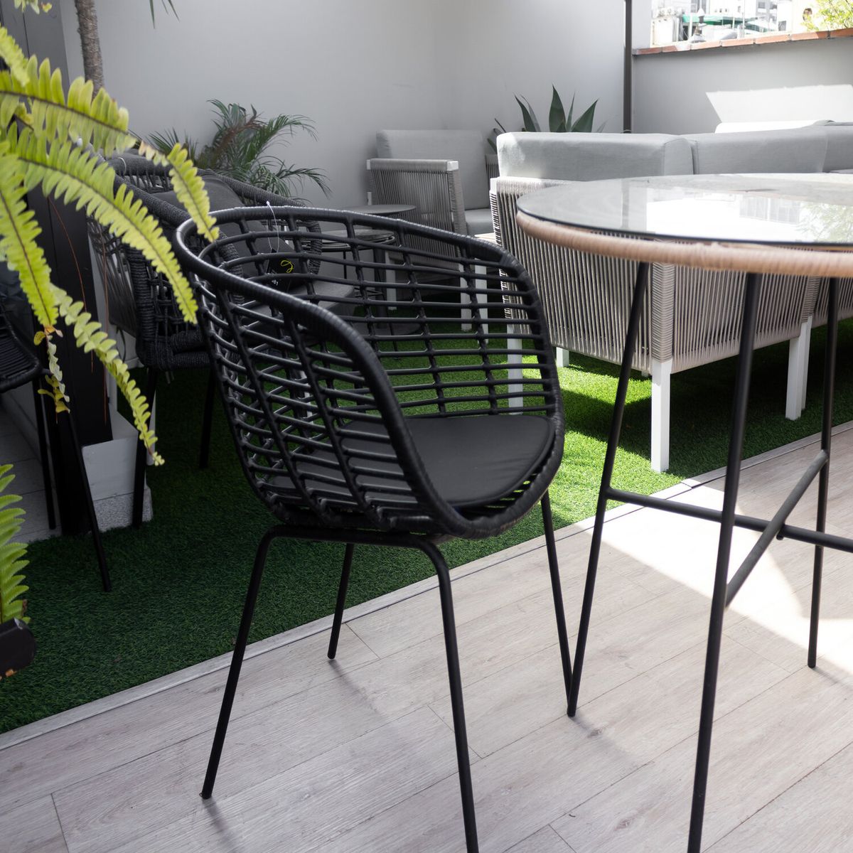 NIHM - Silla de Terraza Lincon Rattan Negro