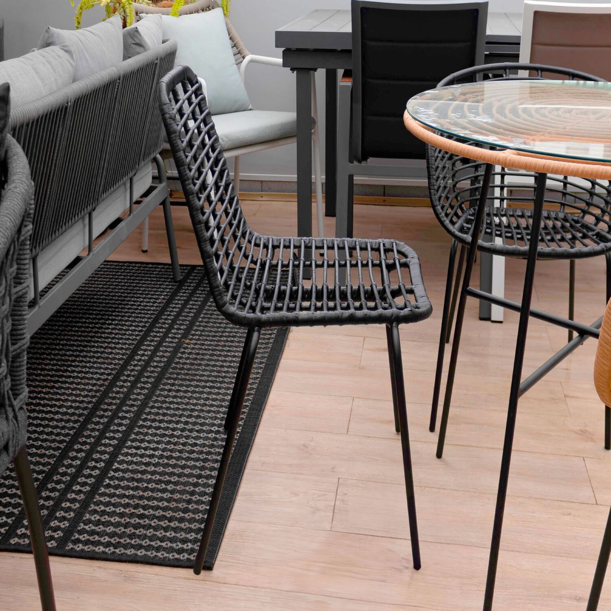 NIHM - Silla de Terraza Mingo Rattan Negro