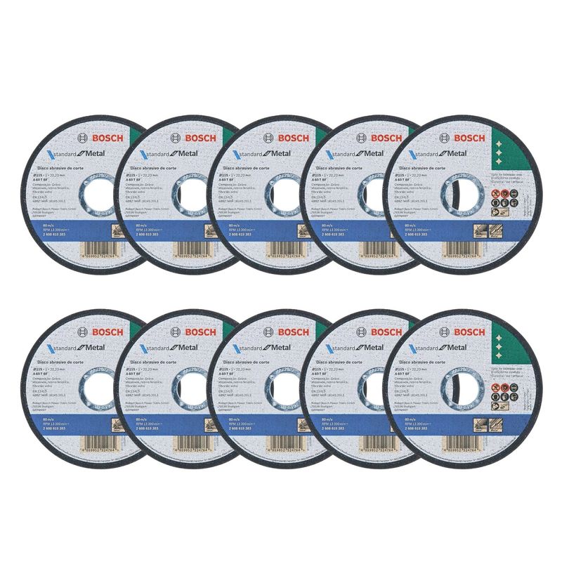 BOSCH - Pack 10 Discos Corte de Metal 4.5 " Standard Bosch 115x10mm