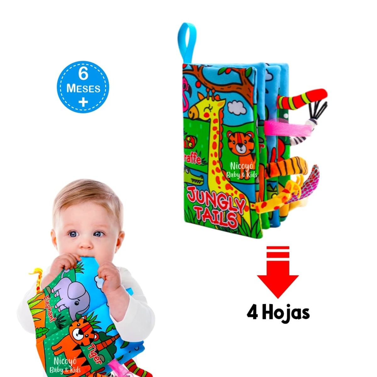 BABY - Libro Sensorial con Colitas 3D de Animales de la Jungla