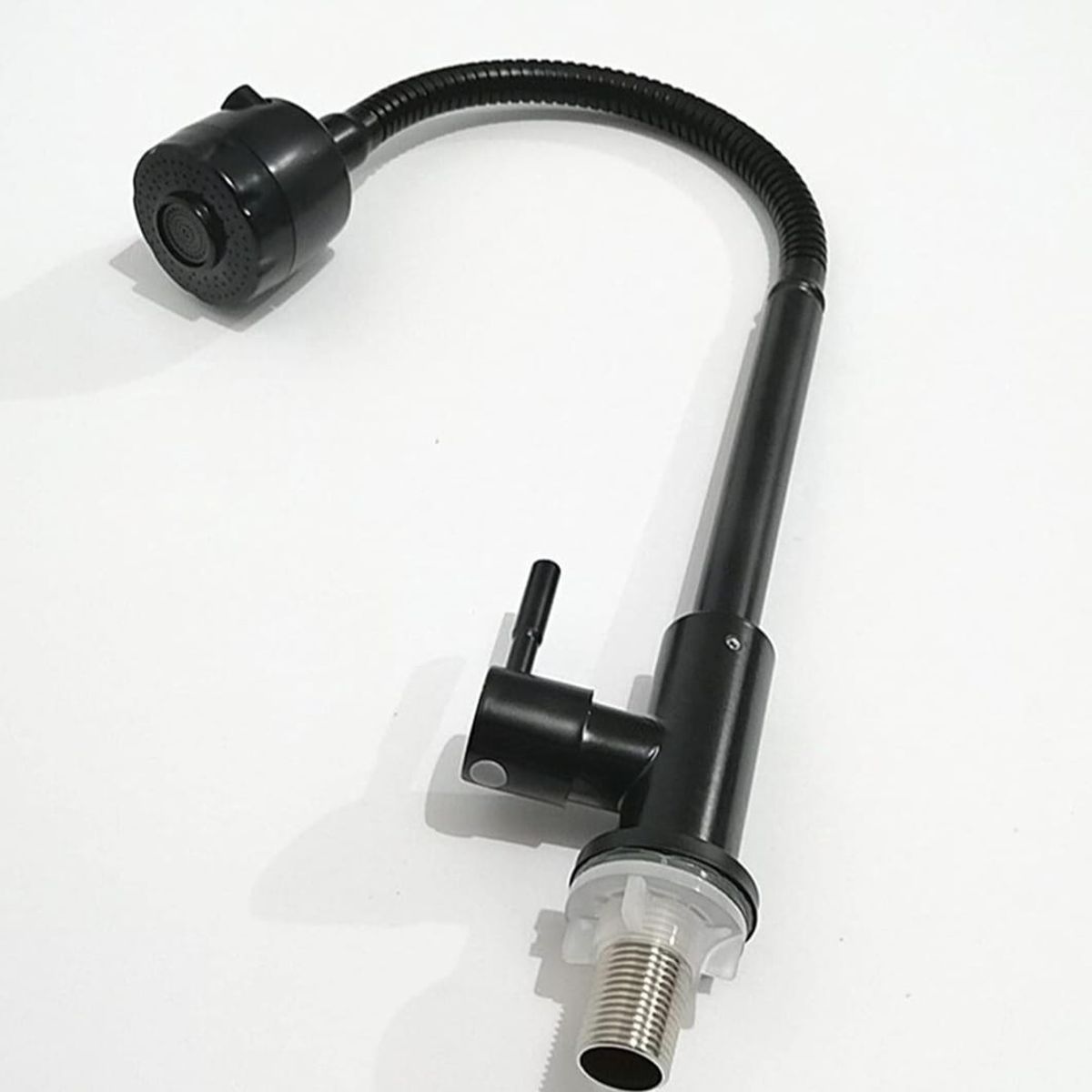 GENERICO - Grifo Manija Cocina Flexible agua fría al mueble NEGRO MATE