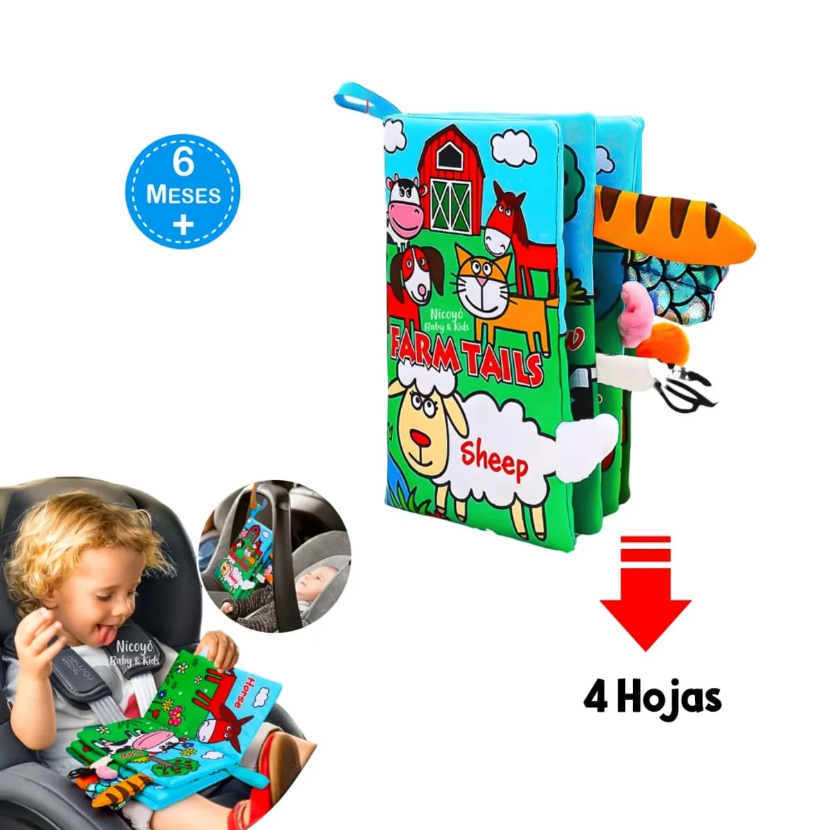 BABY - Libro Sensorial con Colitas 3D de Animales de la Granja