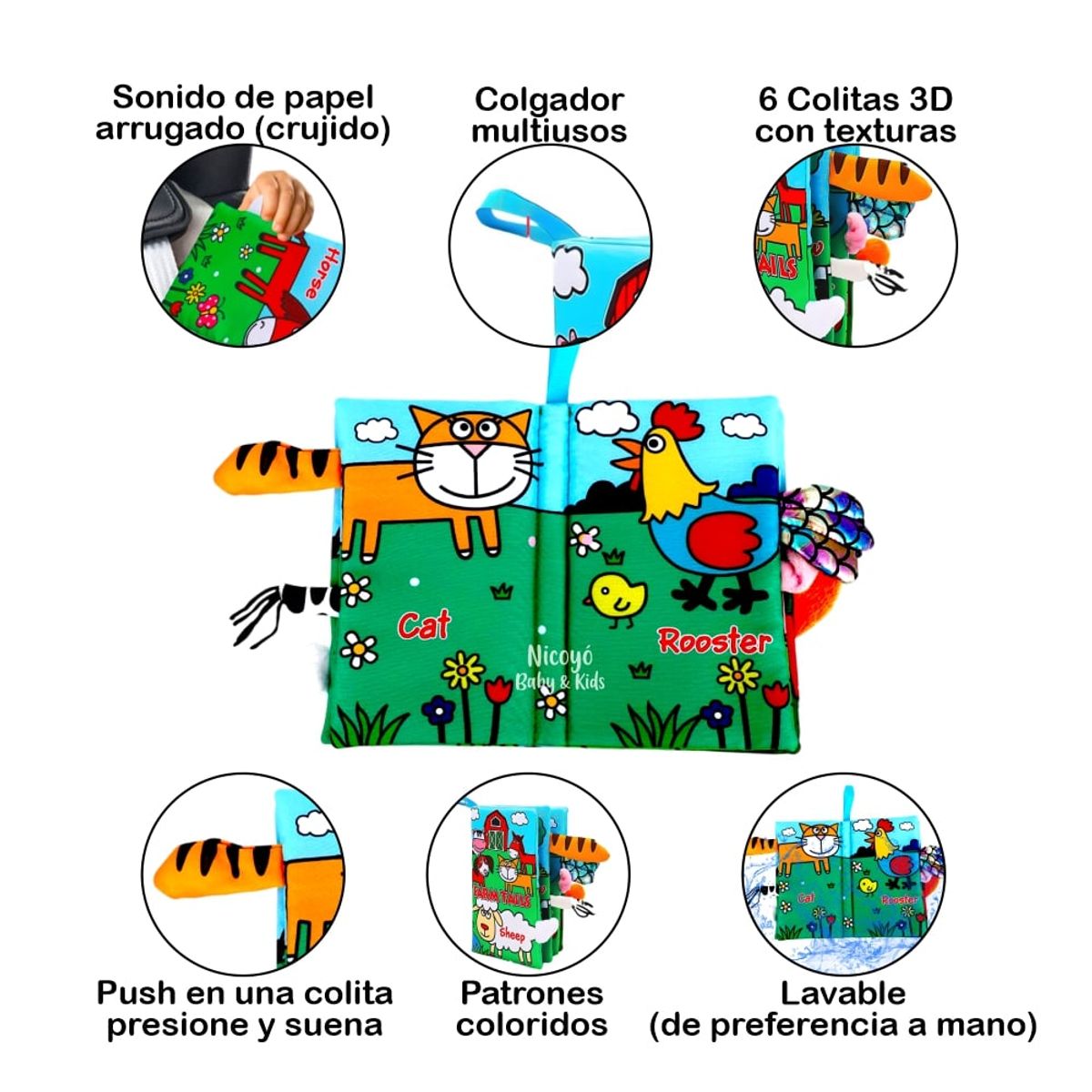 BABY - Libro Sensorial con Colitas 3D de Animales de la Granja