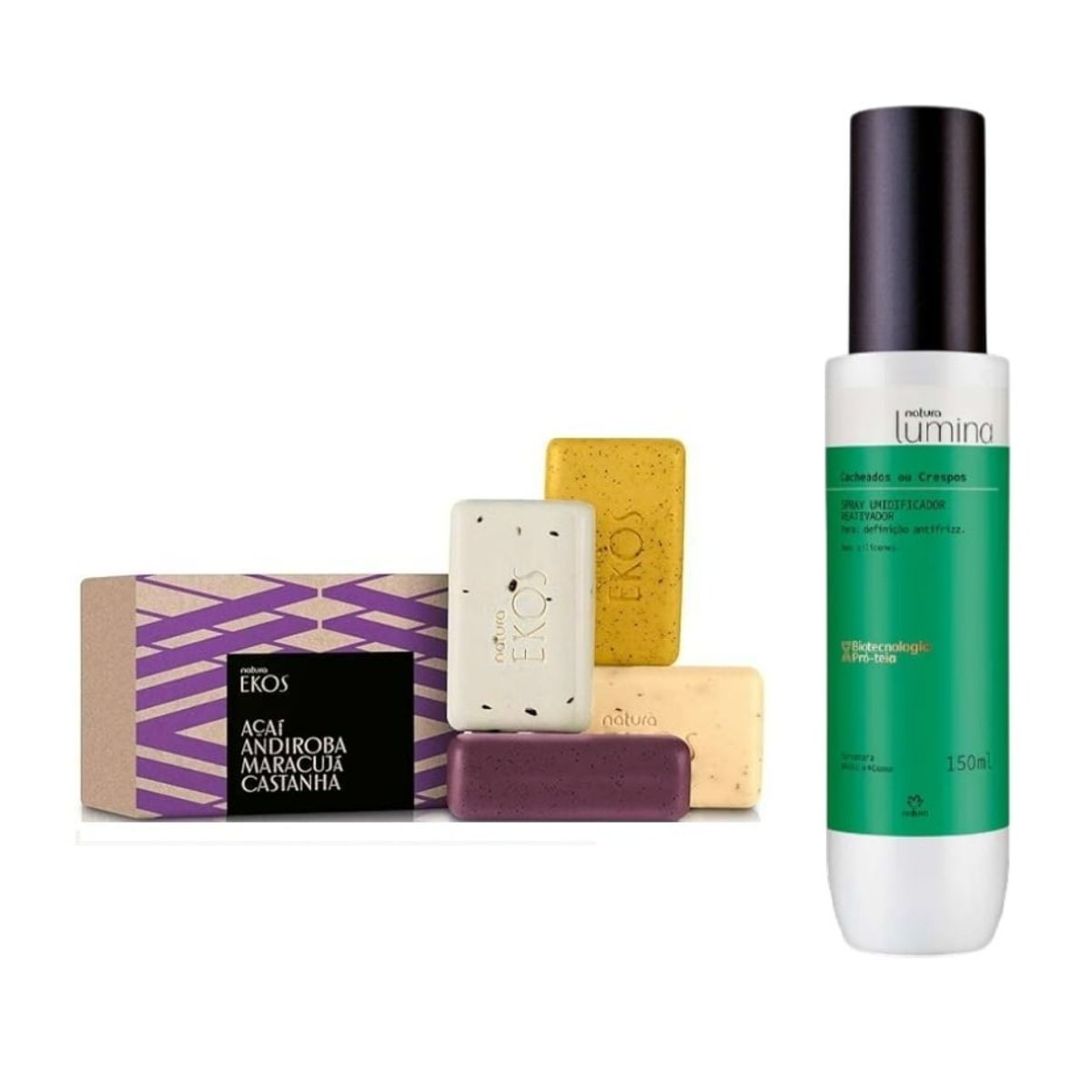 NATURA - spray humidificador cabello rizado Lumina + jabones ekos