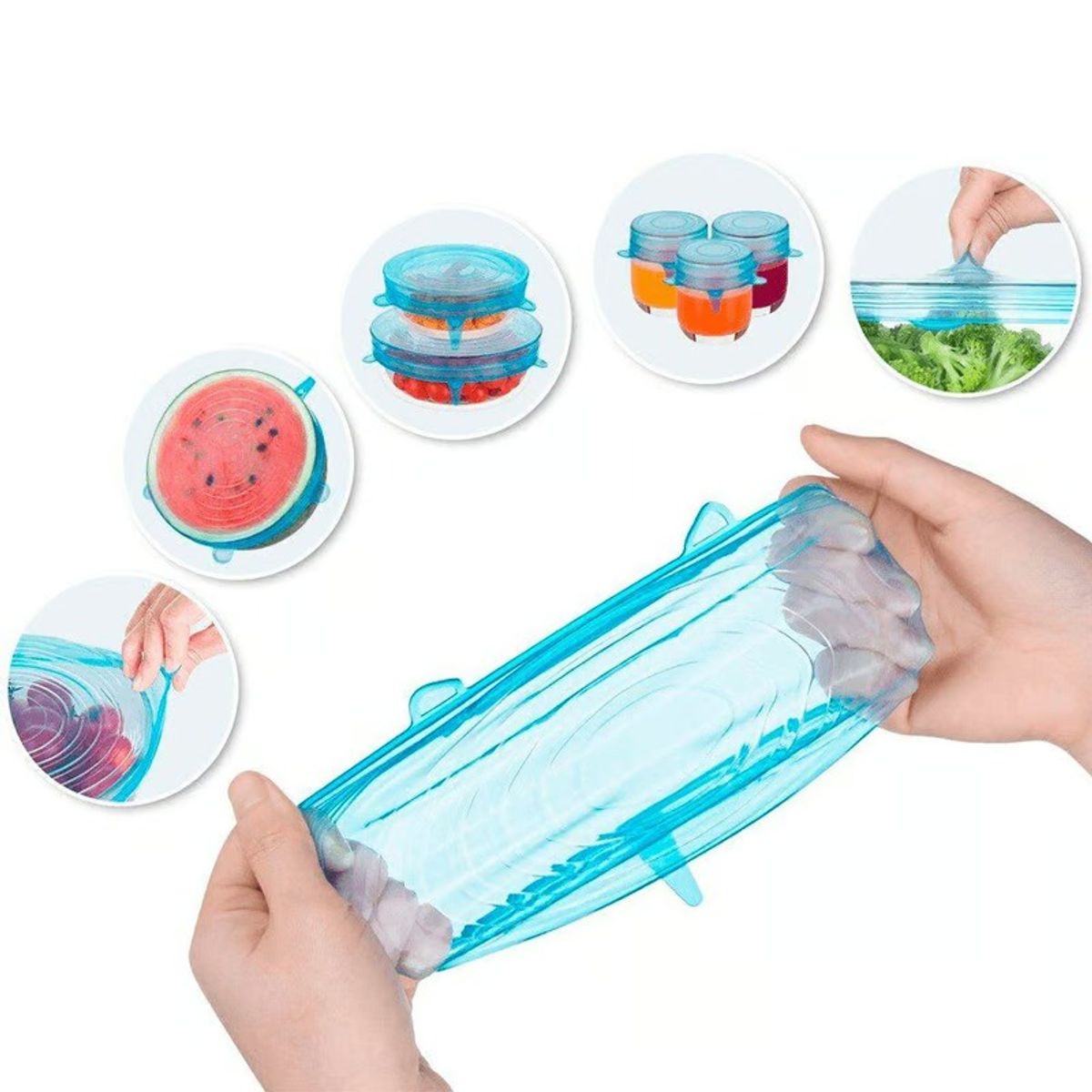 GENERICO - PACK X3 SETS DE 6 TAPAS ELÁSTICA SILICONA