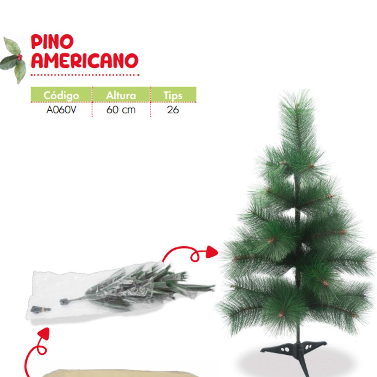 GENERICO - Arbol de navidad de 60cm pino americano