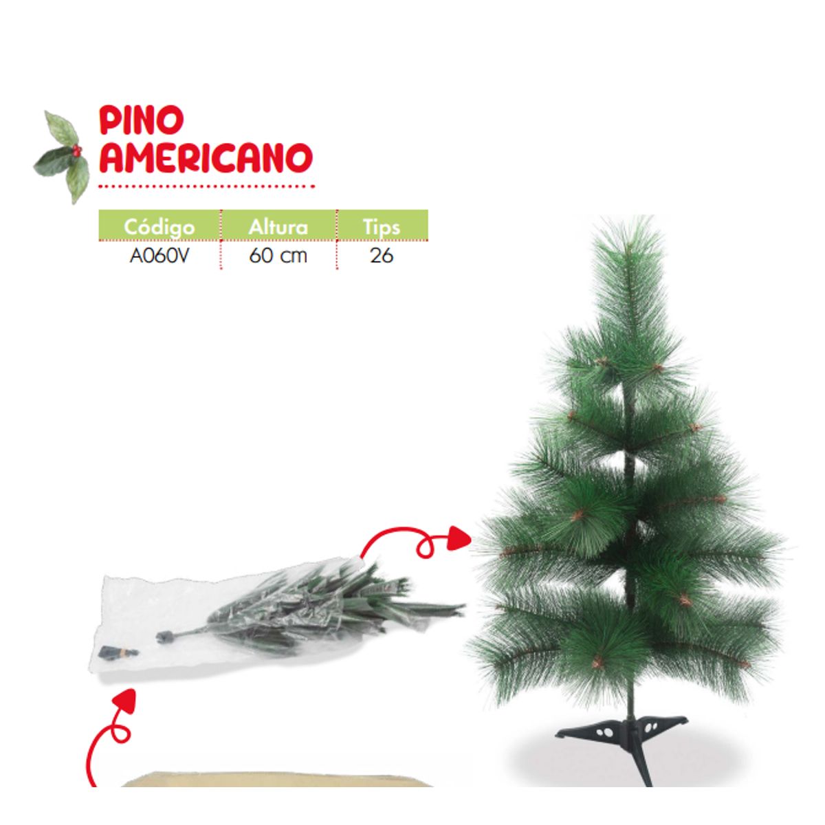 GENERICO - Arbol de navidad de 60cm pino americano