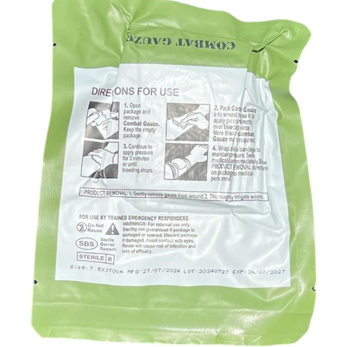 GENERICO - Vendaje gasa combat  IFAK  primeros  auxilios 7.5CM x 3.7M chino