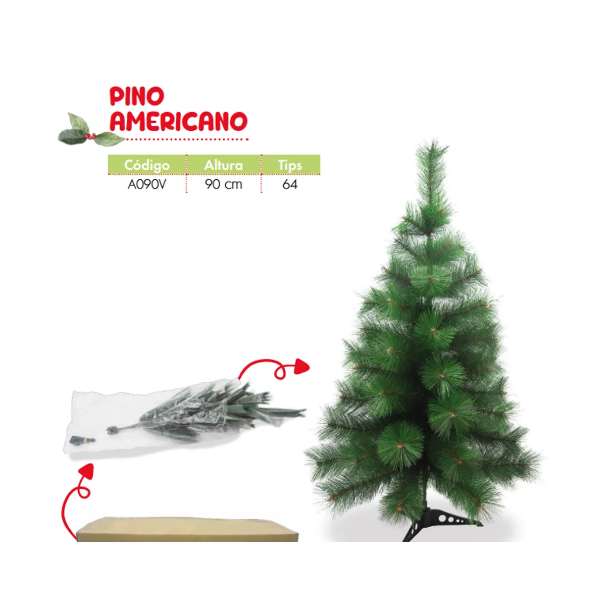 GENERICO - Arbol de navidad de 90 cm pino americano