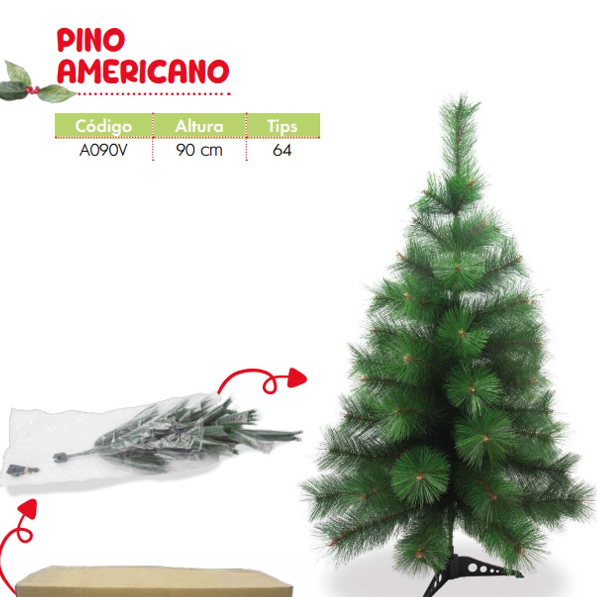 GENERICO - Arbol de navidad de 90 cm pino americano