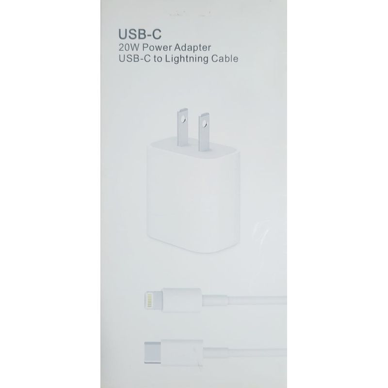 GENERICO - CARGADOR MODELO IPHONE 20W CUBO USB C A LIGHTNING